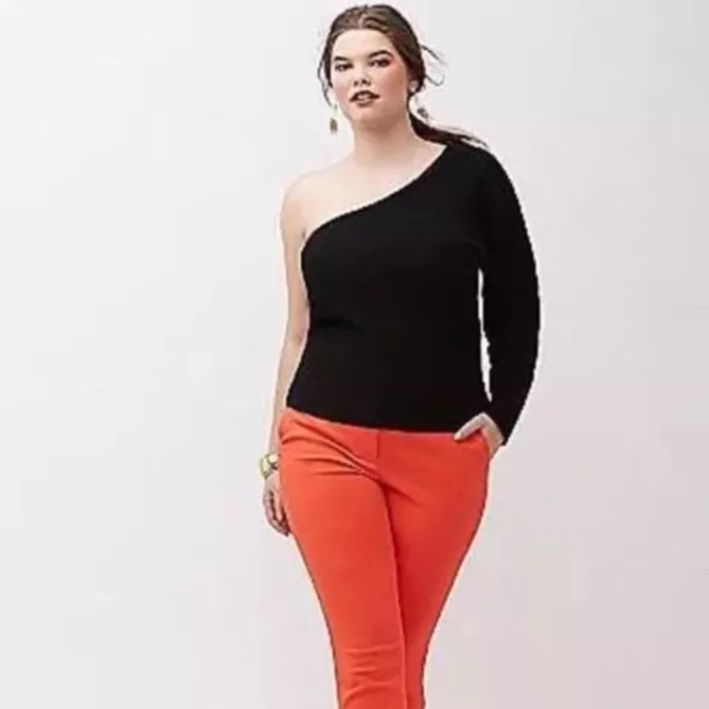 Lane Bryant Black One Shoulder L Sleeve Sweater 22